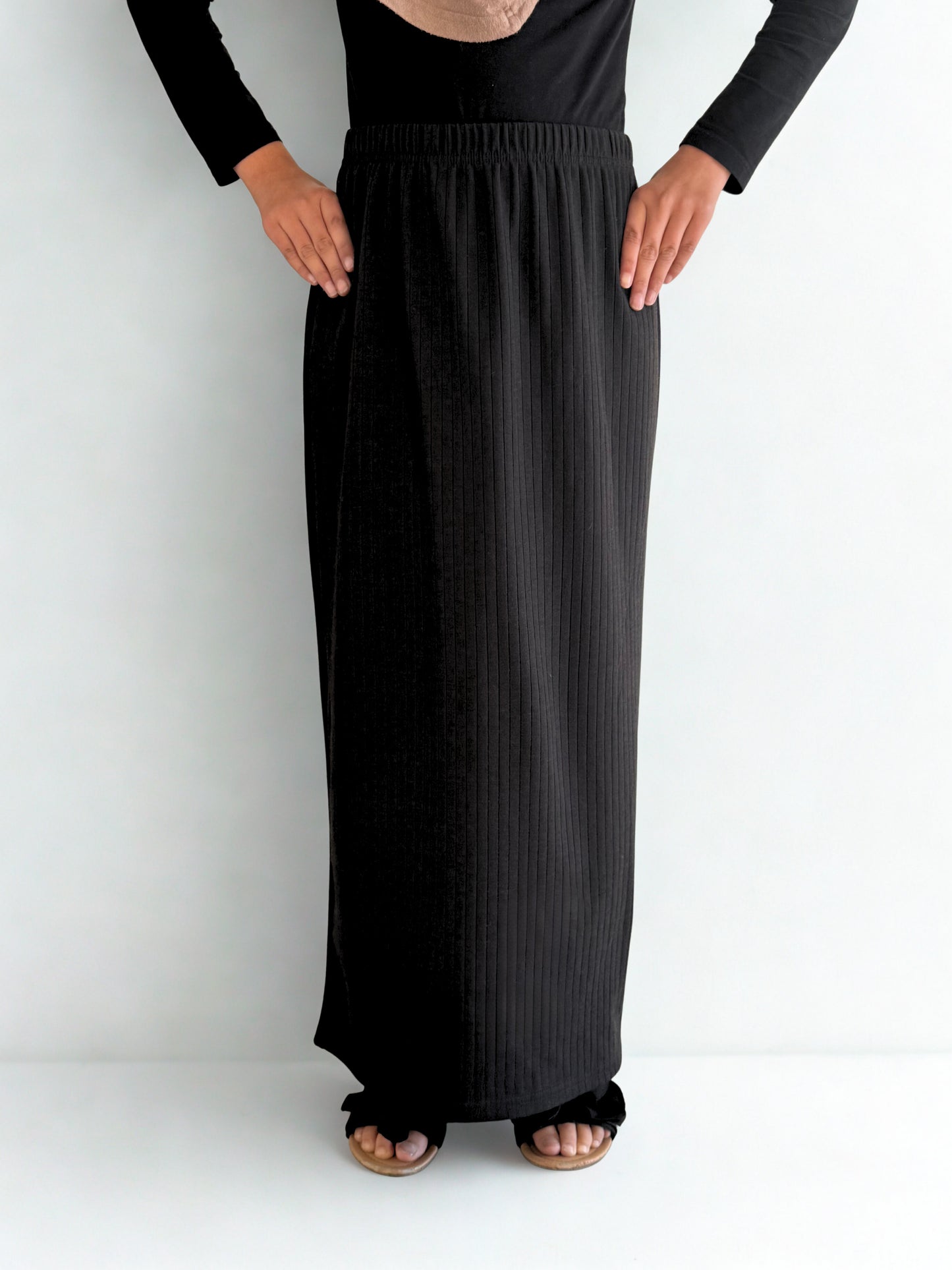 Ribbed Pencil Skirt – Ankle Length