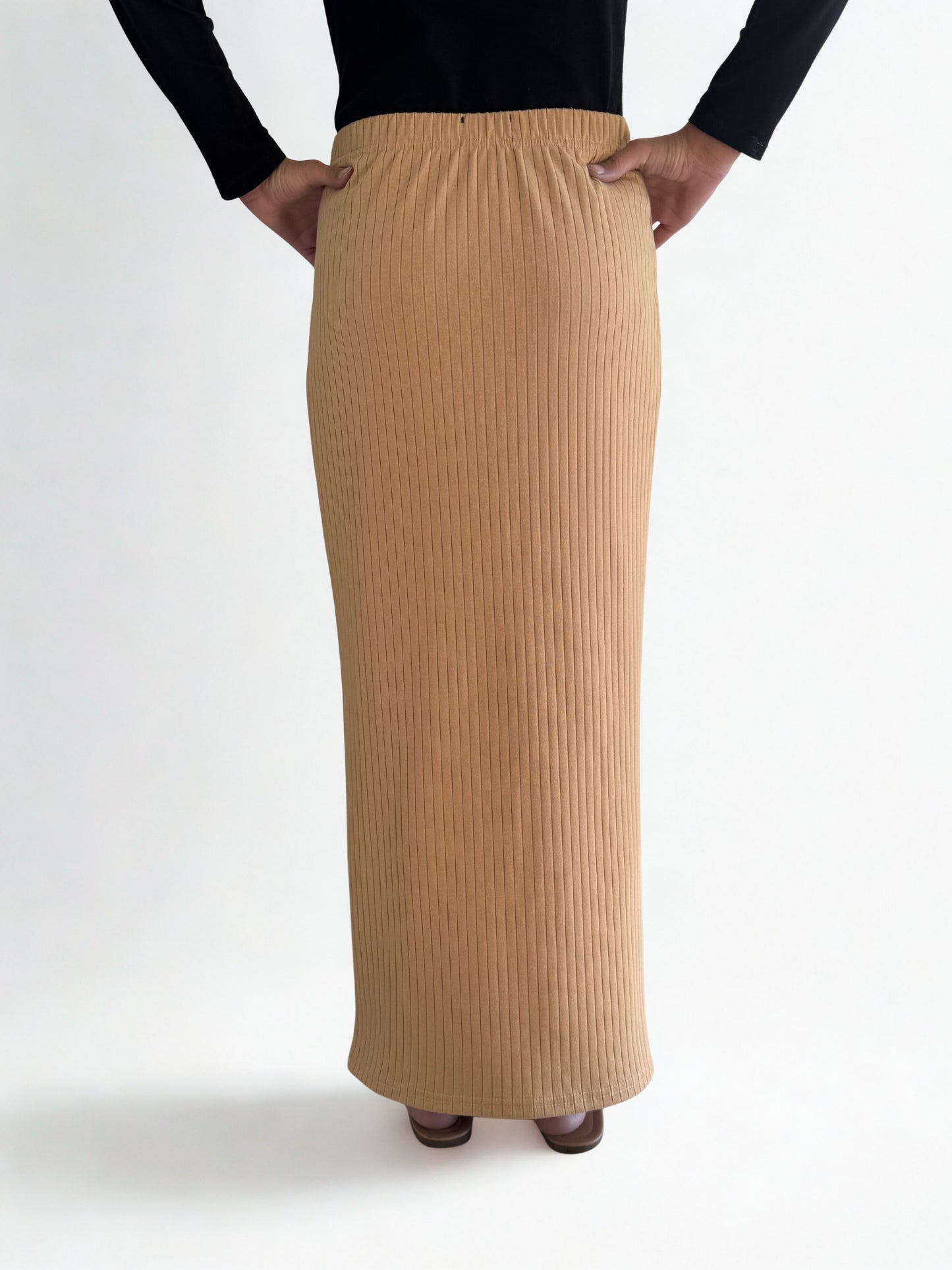Ribbed Pencil Skirt – Ankle Length
