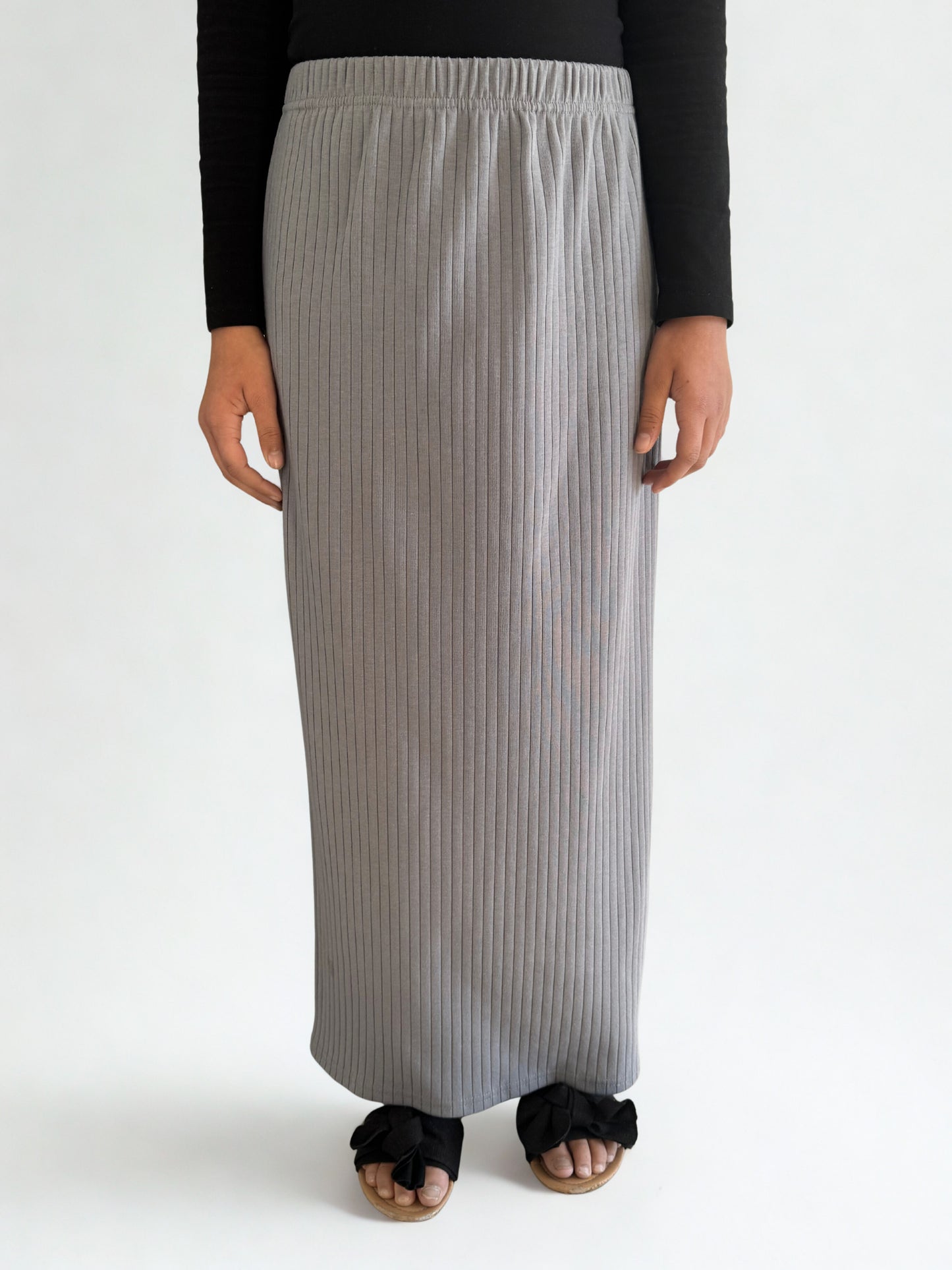 Ribbed Pencil Skirt – Ankle Length